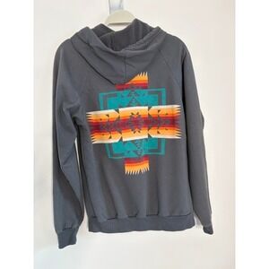 Vintage Pendleton Womens Gray Southwestern Zip Hoodie Sweatshirt Made in USA